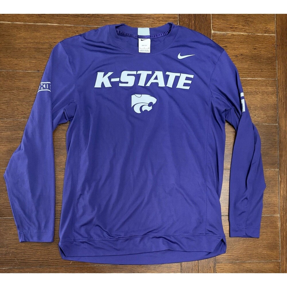 Men’s Kansas State Wildcats Nike Size S Player Issued Purple Long Sleeve Shirt